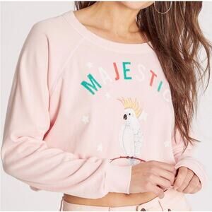 ☀️Wildfox Majestic Parrot Graphic Crop Sweatshirt Crystal Rose Pink NWT Small